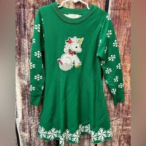 Green Unicorn Christmas Sweater Dress